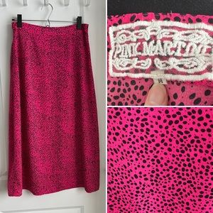 Hot pink animal print midi pencil skirt